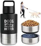 KEWIXY Insulated Dog Travel Water Bottle With Detachable Bowls, Ideal Gifts for Dog Lovers, Porta...