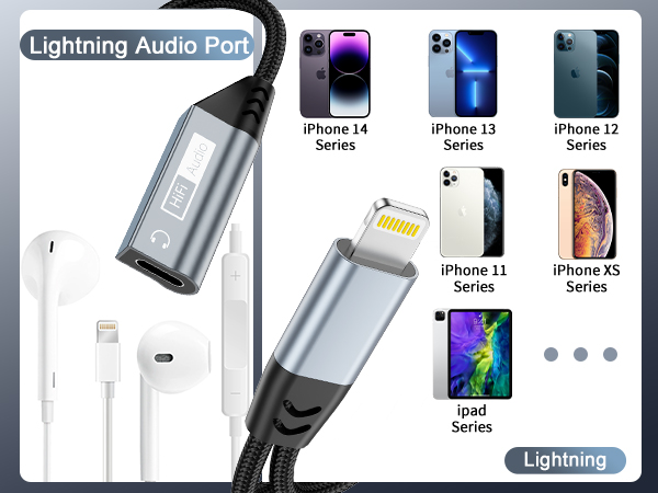 Apple MFi Certified Dual Lightning Splitter for iPhone/Pad - Audio