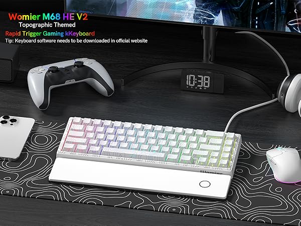 Rapid Trigger Keyboard 60% Percent, Hall Effect Topographic Gaming Keyboard