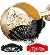 AUOON Clip on Strainer, Fits for All Pots Pans, Silicone Colander, Food Strainer for Pasta, Spagh...