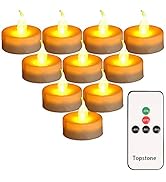 Topstone LED Tealight Candles with Battery Powered Flameless Amber Flickering Flame,Remote Contro...