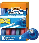 BIC Wite-Out EZ Correct Tear-Resistant Correction Tape with 39.3 ft of Tape, 10-Count Pack in White