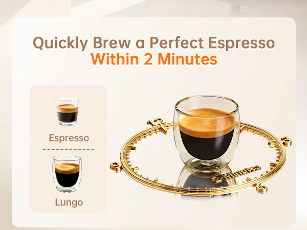 espresso and longo of coffee machine