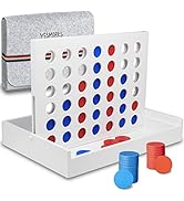 YESMARKS Wooden 4-in-a-Row Game Tic Tac Toe Tabletop Board Set for Family Picnic Camping Party Wh...