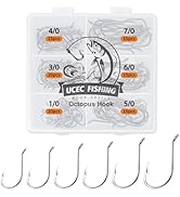 UCEC Circle Fishing Hooks Octopus Hooks Saltwater Freshwater, High Carbon Steel Offset Fishing Oc...