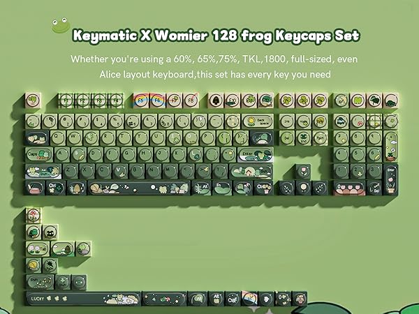 Keymatic X Womier 128 frog Keycaps Set