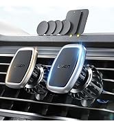 LISEN 2 Pack Magnetic Phone Holder for Your Car - 6 Military Magnets Vent Cell Phone Mount (Silver)
