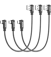 HOTNOW Short Micro USB 90 Degree Cable 1FT 3Pack, Right Angle Micro USB Cable 5V3A Braided USB2.0...