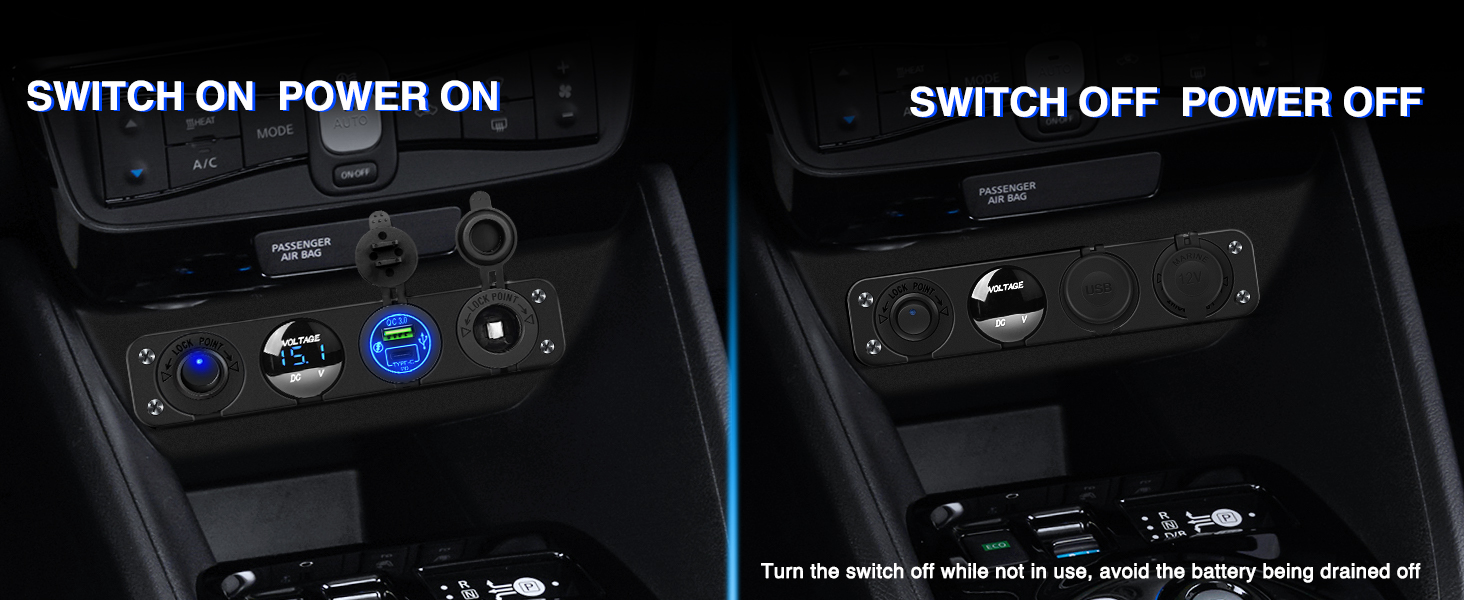 4 in 1 ON/Off Charger Socket Panel PD Type C and QC 3.0 USB charger