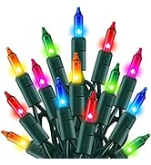 TW SHINE Outdoor Christmas Lights, 20FT 100 Count Christmas String Lights Incandescent, Waterproo...