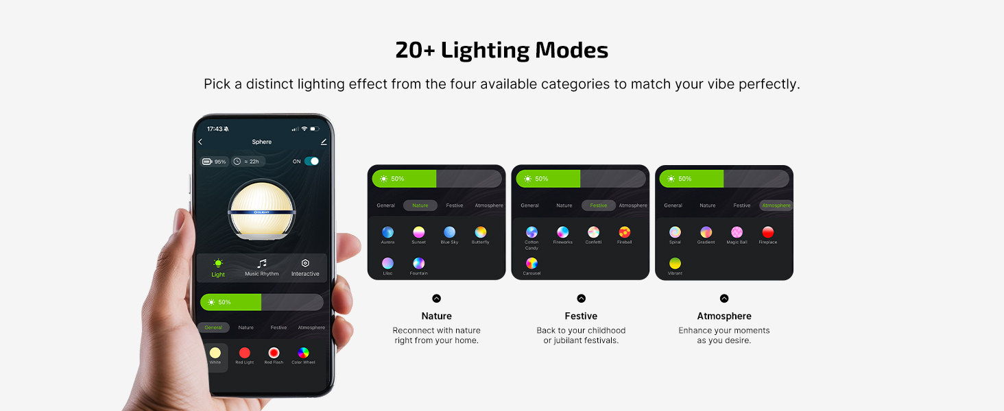 More than 20 lighting modes with app control