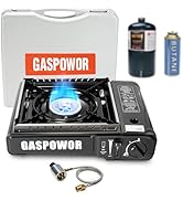 Dual Fuel Camp Stove with Windblocker, Propane or Butane Stove10000 BTU With Propane Adapter Hose...