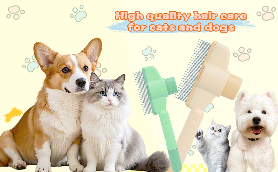 2PCS Pet Comb for Dogs &amp;amp; Cats Pet Hair Removal Comb with Long &amp;amp; Short Stainless Steel Metal Teeth