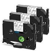 TZe-135 White on Clear Tz Tape TZe135 Compatible with Brother 12mm 0.47 Laminated White Clear for...