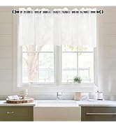 DWCN White Sheer Valance for Short Window, Small Curtains for Cafe Living Room Kitchen, Rod Pocke...