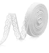 LYXMYGS 30-Yard Lace Trim Ribbon, White Lace Ribbon, 0.5 inch Width White Laces Trims Delicate Fl...