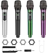 talomen 4 Wireless Microphones, Rechargeable Karaoke Microphone for Singing, 2.4GHz Dual Handheld...
