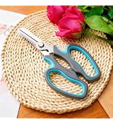 CYRUS Serrated Pruners Flower Scissors Floral Shears for Cutting Flowers,Garden Shears with Integ...