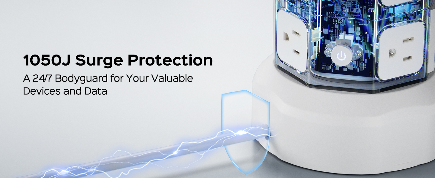 power strips with 1050J surge protection