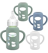 3 Pack Silicone Sleeves for Dr. Brown's Glass Baby Bottles - Drop Protection Baby Bottle Sleeves,...