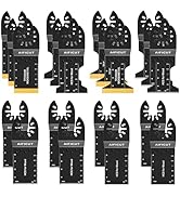 AIFICUT 20 Pcs Oscillating Saw Blades Universal Wood Plastics Metal Titanium Multitool Blades Kit...