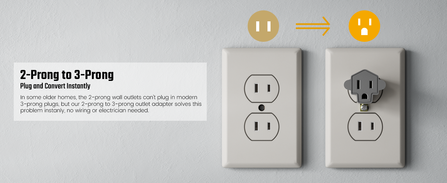 2 to 3 prong outlet adapter