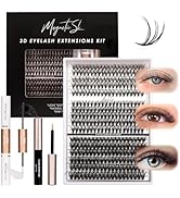 DIY Lash Extensions Kit 320pcs Individual Lashes Clusters 30D 40D 60D D Curl Eyelash Extension Ki...