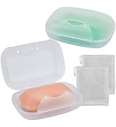 Soap Box Holder, 2-Pack Soap Dish Soap Savers Case Container for Bathroom Camping Gym Vonpri (Clear)
