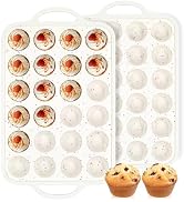 FUNBAKY Silicone Mini Muffin Pan, Metal Reinforced Frame 24 Cups Nonstick Mini Cupcake Pans with ...
