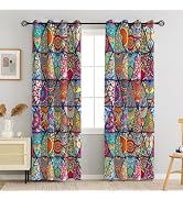 Tyrot Boho Mandala 100% Blackout Curtains for Bedroom 84 inch Length 2 Panels Set Colorful Bohemi...