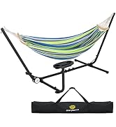 Garpans Double Hammock with Stand Portable Standing Hammock Heavy Duty Steel Stand with Built-in ...