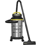 Stanley 5 Gallon Wet Dry Vacuum, Powerful 4 Peak HP Motor, Stainless Steel Tank, Ideal for Home, ...