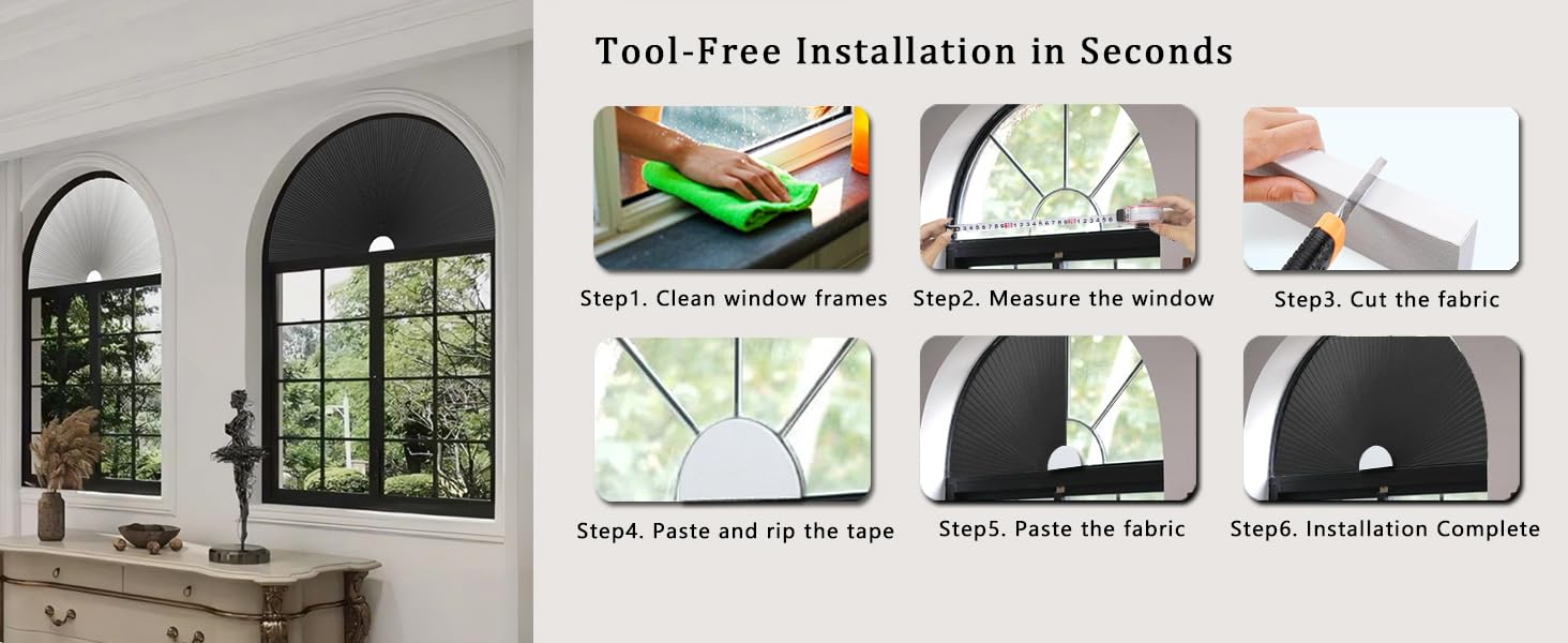 Black honeycomb blinds, installation steps