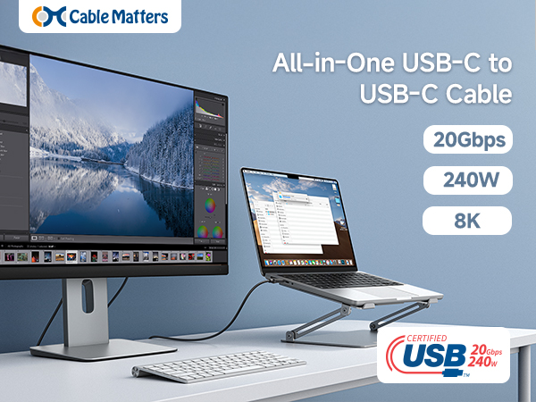 USB 20Gbps 240W USB Type-C Cable
