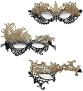TFTSR Masquerade Masks for Women Couples,Men Mardi Gras Mask,Girls Black Gold Lace Costume,Adults...