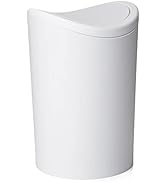 Superio Small Bathroom Trash Can with Lid, Modern White Mini Waste Bin with Swing Lid (1 1/2 Gall...