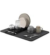 Umbra Udry Dish Drying Rack with Mat, Folds Flat for Storage, Black | Protects countertop, BPA-fr...