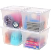 IRIS USA 36 Quart Plastic Storage Bin Tote Organizing Container with Latching Lid, Stackable and ...