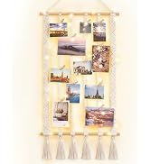 Dahey Macrame Hanging Photo Display Dorm Wall Decor Boho Picture Frames Collage for Picture Strin...