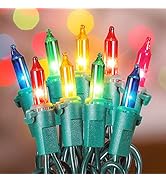 oopswow Clear Christmas Lights Green Wire 100 Count 23Feet Incandescent Bulb Mini String Lights f...