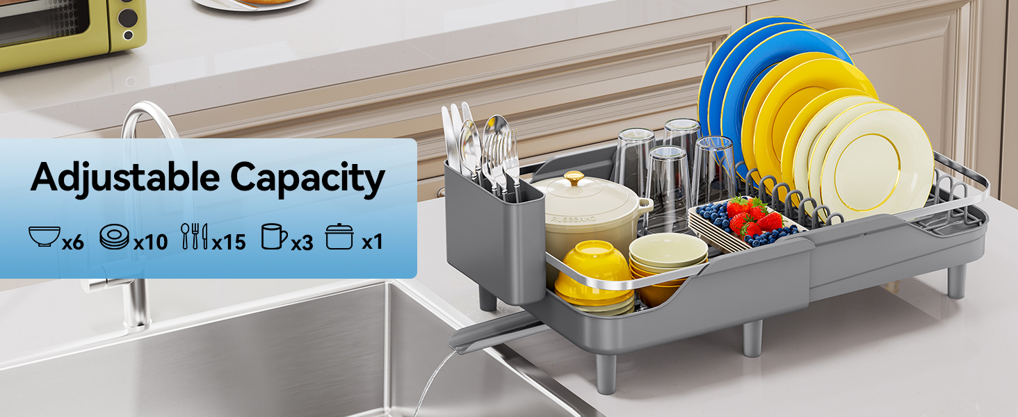 stainless steel dish drying rack expandable black large rustproof dish drainer for kitchen counter