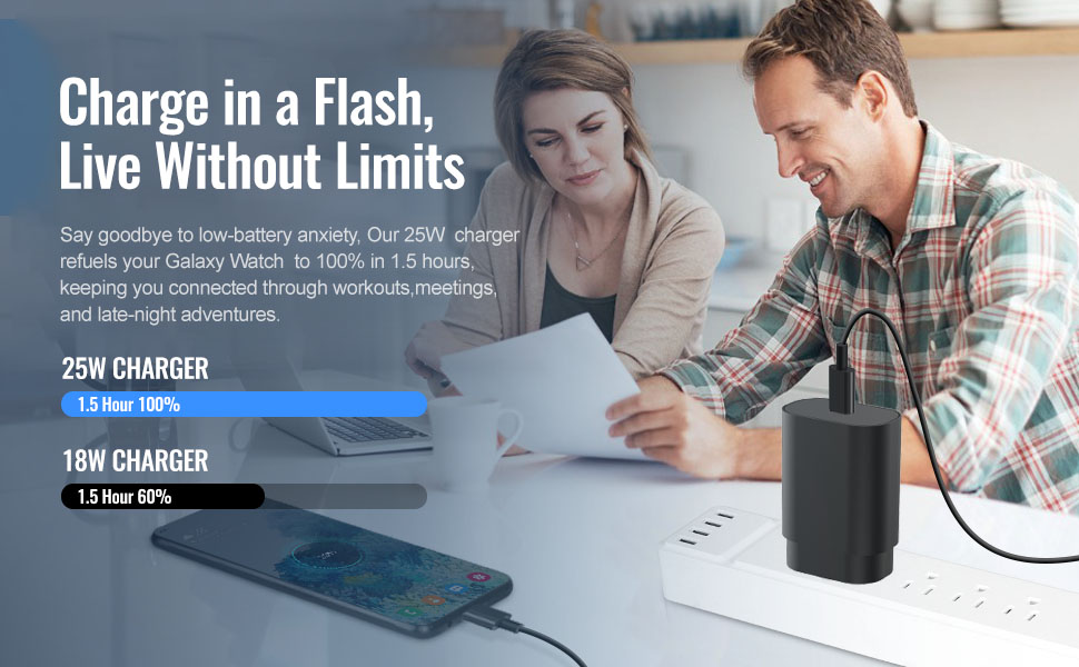 Dual Device Charger with Auto-Shutoff ? Fast Charging Dock Samsung Watch &amp;amp; Smartphone