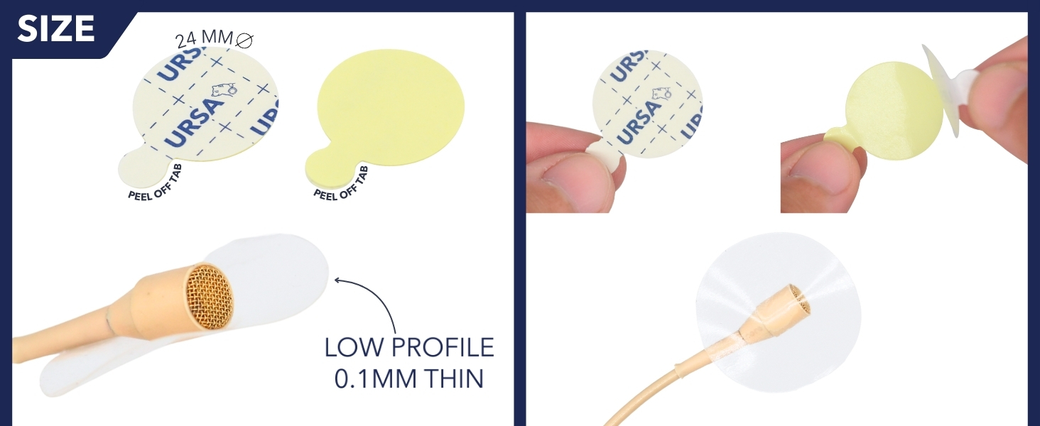 Text reads 'LOW PROFILE STAY THIN'. Sizing guide showing multiple measurements and specifications for product dimensions in a multi-panel layout.