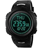 Men’s Military Sports Digital Watch with Survival Compass 50M Waterproof Countdown 3 Alarm Stopwatch