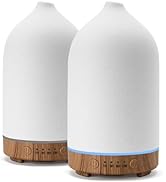 Gooamp 200ML Ceramic Essential Oil Diffuser (2 Pack) - Ultrasonic Aromatherapy &amp; Humidifier with ...