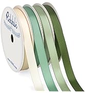 Ribbli Sage Green Satin Ribbon 3/8 Inch x 4 Rolls Total 40 Yards- Ivory/Sage/Dusty Sage/Moss Gree...