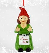 Gnometastic Holiday Naughty or Nice Lady Gnome Funny Christmas Ornament for adutls