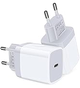 USB C Adapter, European Plug Adapter, 2-Pack Fast 20W Europe Travel Plug Power Adapter Type C Wal...