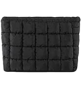 HICARRY Puffy Quilted Makeup Bag Cosmetic Bags Travel Cute Puffer Solid Toiletry Organizer Pouch ...