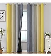 Grey and Yellow Blackout Curtains 84 Inch Length 2 Panels Set, Blackout Curtains for Living Room,...